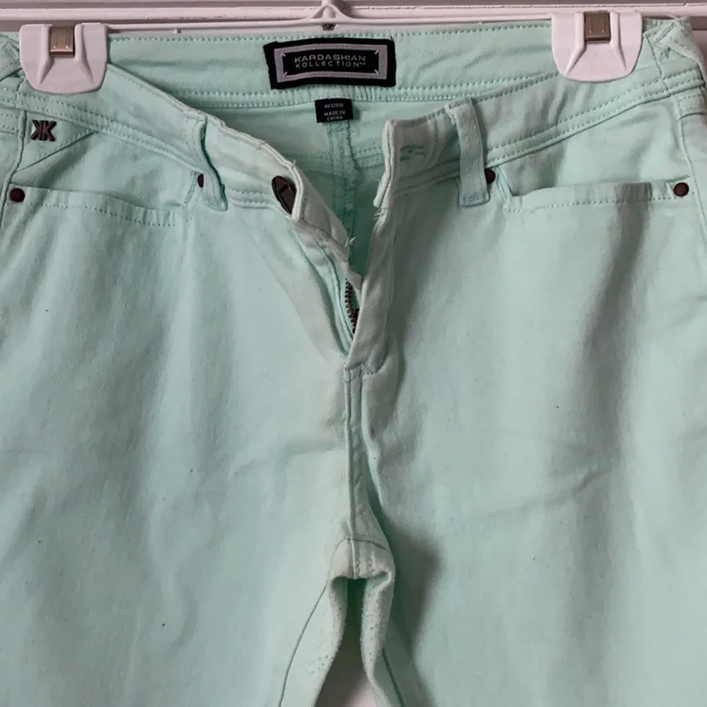 Kardashian Kollection Mint Green Skinny Stretch Jeans - Picture 2 of 8